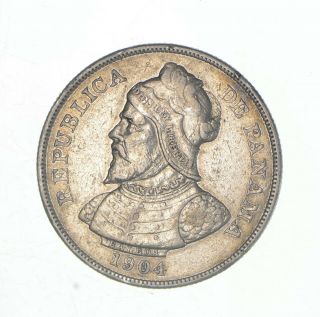 Silver - World Coin - 1904 Panama 50 Centesimos - World Silver - 25.  1g 005