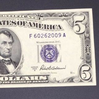 1953 ($5) Five Dollar Blue Seal Silver Certificate Uncirculated F60262009a