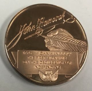 John Hancock 1st Signature On The Declaration Of Independence Coin Medal