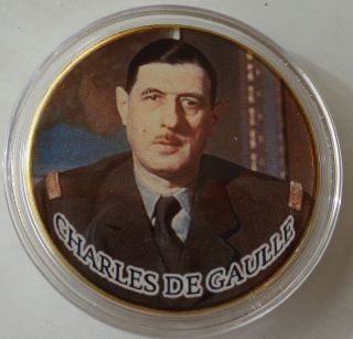 President Of France Charles De Gaulle 24k Gold Plated Memorabilia Coin