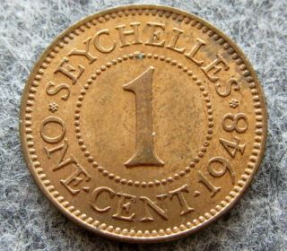 Seychelles George Vi 1948 1 Cent,  Unc