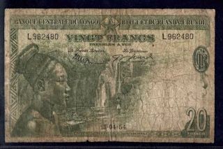 Belgian Congo | 20 Francs | 1954 | P - 26 | Fine