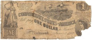 Confederate States Of America,  Cr.  T - 44 - 341 $1 Third Ser,  7,  June 2,  1862 Fair