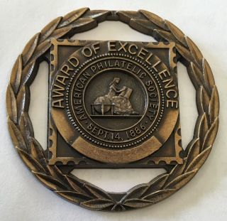 American Philatelic Society Stamp Award Of Excellence Jostens Medal Medallion
