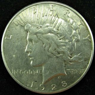 1928 - S Peace Silver Dollar,  Vf - Xf Details,  Some Cleaning