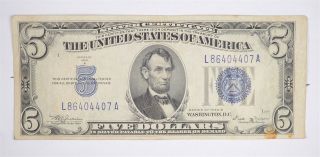 Crisp 1934 - B $5.  00 Silver Certificate Us Note - Historic Silver On Demand 114