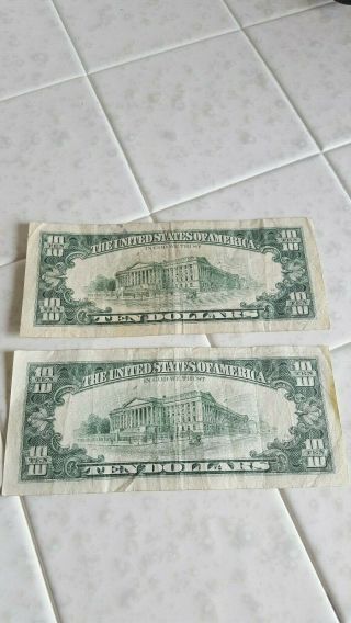 2 u.  s.  federal reserve note ten dollar bills. 2