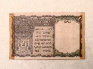 - British India One Rupee 1940 Banknote George VI P25d WW II Era Short Snorter 2