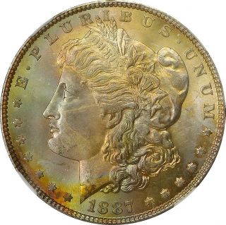 1887 Morgan Silver Dollar - Ngc Ms 65 - End Of Roll Toning