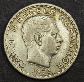 1932,  Kingdom Of Romania,  Carol Ii.  Silver 100 Lei Coin.  Axf
