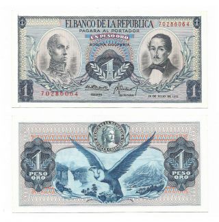 Colombia Note 1 Peso Oro 20.  07.  1972 P 404e Unc