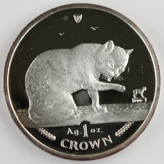 Isle Of Man 1999 1 Crown 1 Oz Silver British Blue Cat Proof Coin
