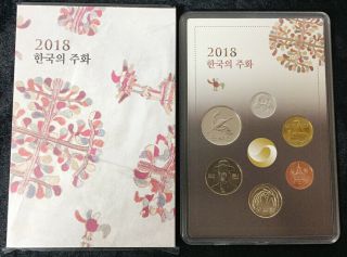 South Korea Circulating Unc Set 6 Coins 1 5 10 50 100 500 Won 2018 Unc