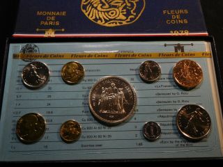 D87 France 1978 Monnaie De Paris Fleurs De Coins W/ Silver 50 Francs