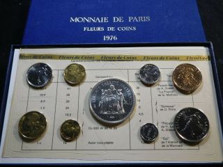 D86 France 1976 Monnaie De Paris Fleurs De Coins W/ Silver 50 Francs