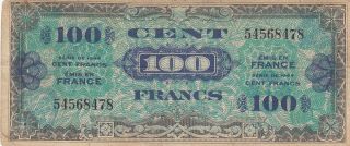 France Banknote Allied Military Currency Amc 100 Francs (1944) Ww2 P - 118