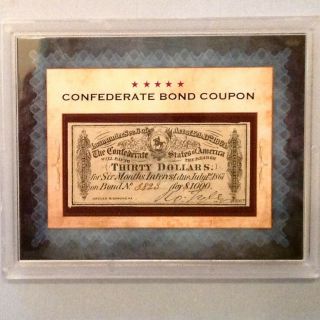 - 1864 $30 Confederate States Of America - Csa Bond Coupon In Pesentation Case