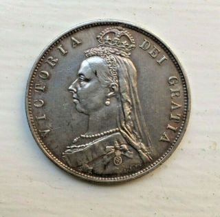 1887 Great Britain Queen Victoria Jubilee Head Half 1/2 Crown Silver