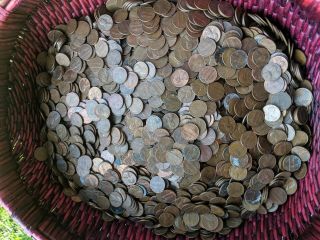 Bag Of Circulated 95 Copper Pennies.  24,  Lbs Bulk Bullion.  Unsearched For Errors