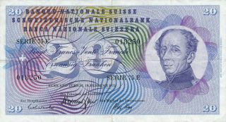 Banque Nationale Suisse Switzerland 20 Francs 1971 Ef