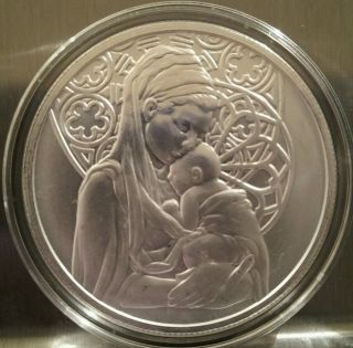 Peace 1 Oz.  999 Silver Shield Christmas,  Mary & Baby Jesus Christ Emmanuel