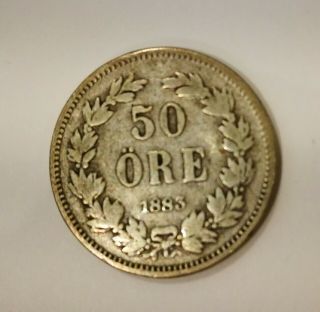Sweden 50 Ore 1883 Silver
