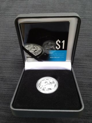 2014 Australia $1 Dollar 1oz Silver Proof High Relief " Mob Of Roo 