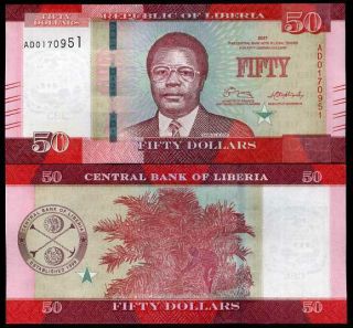 Liberia 50 Dollars 2017 P 34 Date Unc