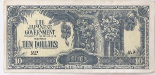 Malaya,  Japanese Occupation Wwii 10 Dollars Nd (1942 - 1944)