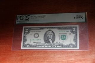 Sample Fr 1938 - G 2003a $2 Federal Reserve Note Pcgs 66ppq Gem