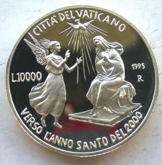 Vatican 1995 The Annunciation 10000 Lire Silver Coin,  Proof