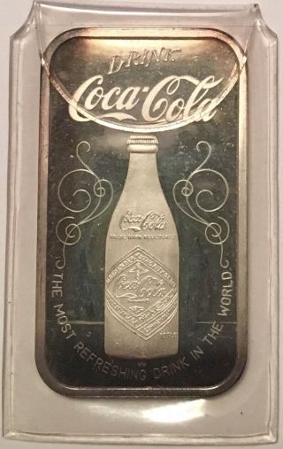 1 Oz Silver.  999 Fine Coca Cola 75th Anniversary Cincinnati Oh Bottling