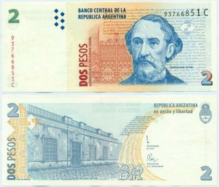 Argentina Note 2 Pesos Pou - Pierri B 3206 Suffix C (2000) P 346 Unc