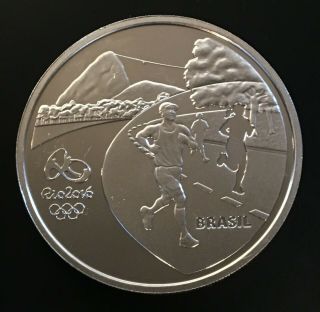 Brazil,  5 Reais,  " Rio 2016 Summer Olympics: Arches Of Lapa,  " 2014,  Silver Proof