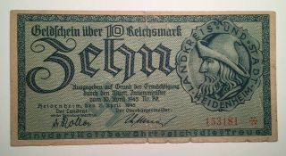 1945 - Geldschein - Germany 10 Mark - Geldschein Reichsmark -