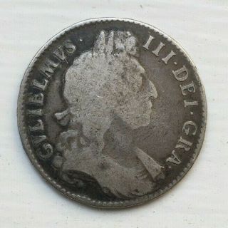 1696 Great Britain King William Iii Half Crown Silver English Coin