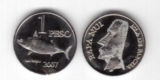 Easter Island - 1 Peso Unc Coin 2007 Year Bonito Fish