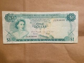1968 Bahamas $1 One Dollar Note Bill Caribbean Tropical Fish Reef Coral P 27a