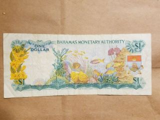 1968 Bahamas $1 One Dollar Note Bill Caribbean Tropical Fish Reef Coral P 27a 2