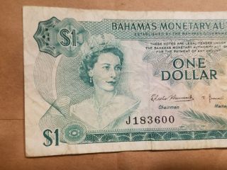 1968 Bahamas $1 One Dollar Note Bill Caribbean Tropical Fish Reef Coral P 27a 3