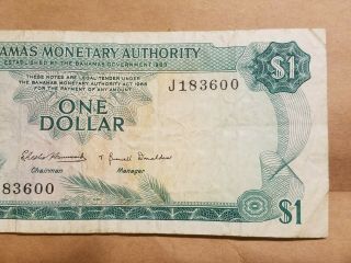 1968 Bahamas $1 One Dollar Note Bill Caribbean Tropical Fish Reef Coral P 27a 4