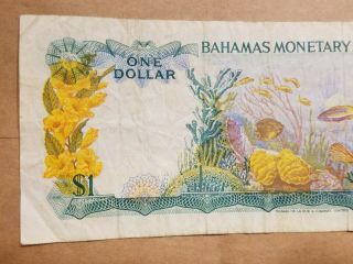 1968 Bahamas $1 One Dollar Note Bill Caribbean Tropical Fish Reef Coral P 27a 5