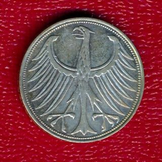 1951 - G Germany Silver 5 Mark Nicely Circulated