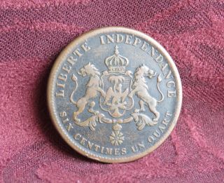 1850 Haiti 6 1/4 Centimes Bronze World Coin Faustin I Lions Crown Coat Of Arms
