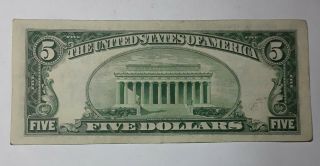 $5 Five Dollar 1934 - D Silver Certificate Blue Seal Note US Currency. 2