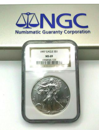 1997 United States 1 Oz Silver American Eagle S$1 Ngc Ms69