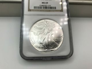 1992 UNITED STATES 1 OZ SILVER AMERICAN EAGLE S$1 NGC MS69 2