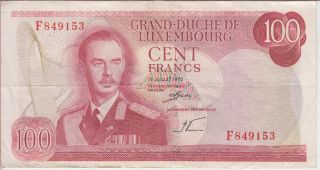 Luxembourg Banknote P 56 - 9153 100 Francs 1970 Prefix F Very Fine