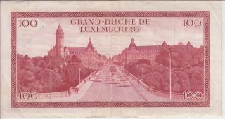 LUXEMBOURG BANKNOTE P 56 - 9153 100 FRANCS 1970 PREFIX F VERY FINE 2