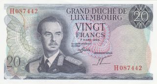 20 Francs Aunc Banknote From Luxembourg 1966 Pick - 54